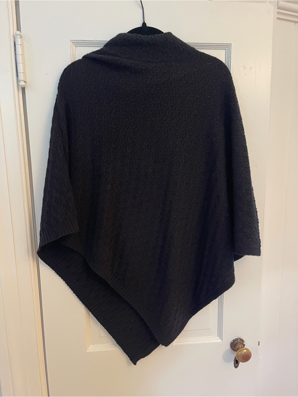 Kinross Black Knit Poncho with Textured Stitch